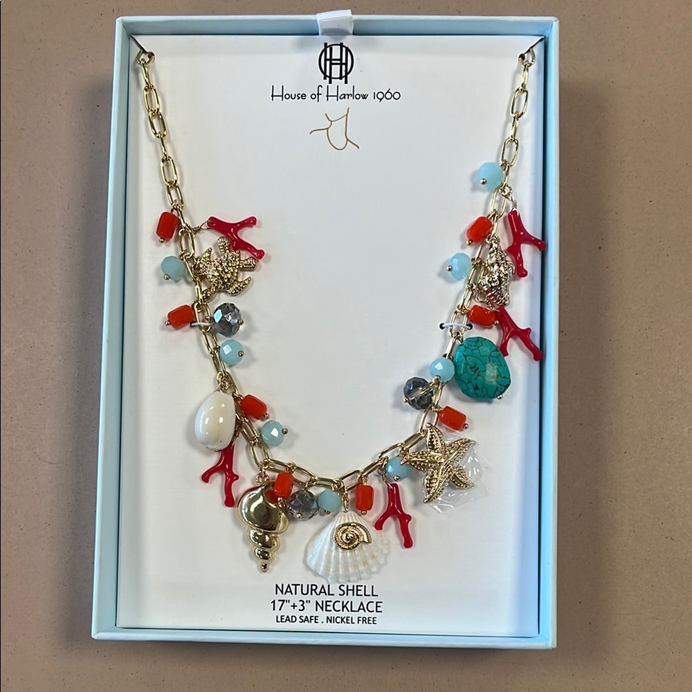 House of Harlow 1960 Gold Red Statement Necklace